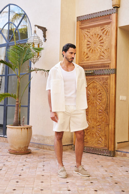 Seersucker Short Sleeve Shirt – White