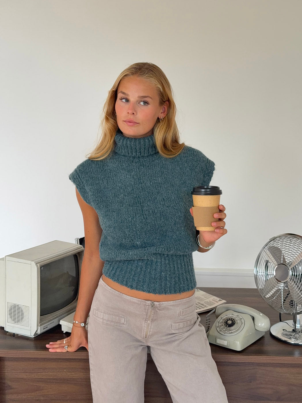 Nivena turtleneck vest - Blue